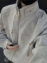 Street Zipper Jacket High-end Handsome Stand-up Collar Coat American 2025 Retro Handsome Work Jacket Loose Top Urban voguable