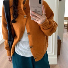 Autumn Winter Fashion Solid Sweater Coats Women New Turtleneck Button Vintage Ingle-breasted Long Sleeve Knitted Cardigans Tops voguable