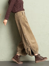 Voguable Korean Corduroy Women Pants Fall Winter Plush Warm Loose Casual Harem Trousers Retro High Waist Button Streetwear Wide Leg Pants voguable