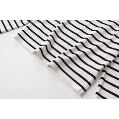 New Women Long Sleeve O Neck Striped Casual Knit Sweater