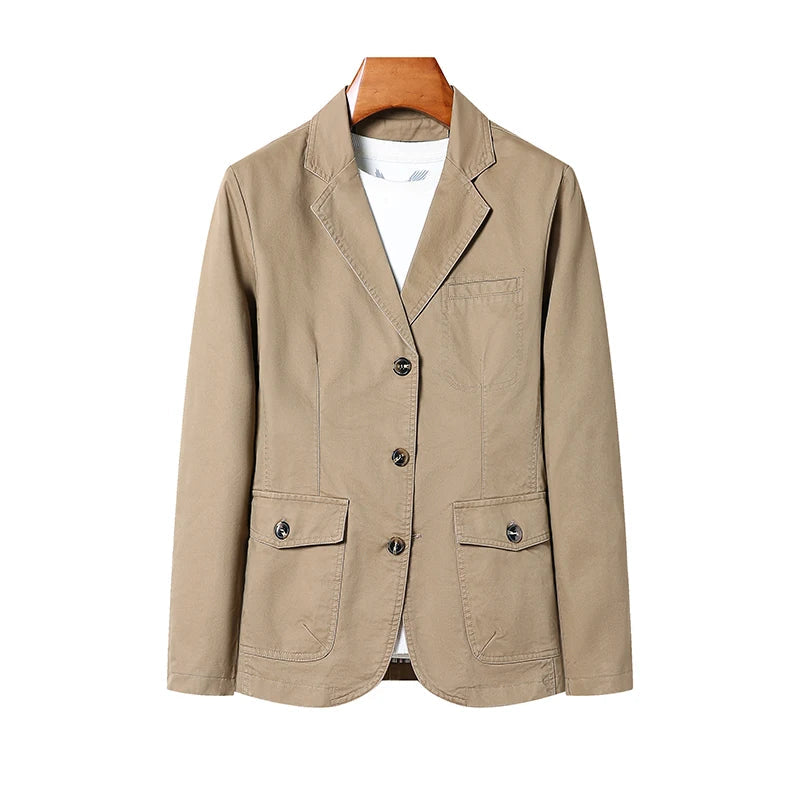 Men's Premium Suit Jacket Spring Autumn Casual Workwear Pure Cotton Jacket Men's Korean Version Slim Fit Loose Plus Size Suit voguable
