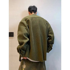 Hong Kong Style Retro Coat Versatile Solid Color Lamb Fur Plus Velvet Shirt Fashion High-end Autumn Winter Loose Fleece Jacket voguable