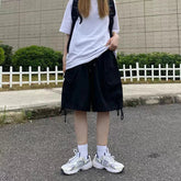 Japanese Streetwear Loose Wide Leg Shorts Women Summer Vintage Bf Big Pocket Shorts Fashion Casual All Match Cargo Shorts voguable