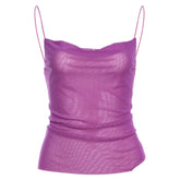 Summer Trend Camisole Women Sexy See Through Low-Neck Ruched Backless Tank Tops Hot Girls Street Wild Fashion Outfits voguable