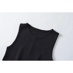 Voguable  Women Black Sexy Cut Out Knit Top O Neck Sleeveless Female Summer Crop Tank Tops voguable