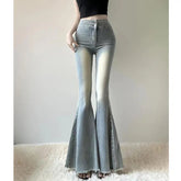 Hot Girl High Waist Tassel Women Fishtail Floor Mopping Jeans Spring Summer Slimming Elasticity Fashion Casual Denim Flare Pants voguable