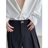 Baggy Black Suit Pants Mens Oversized Fashion Society Mens Dress Pants Korean Loose Wide Leg Pants Mens Office Formal Trousers voguable