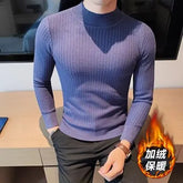 Autumn Winter New Fashion Half High Collar Long Sleeve Solid Pullovers Men's Clothing All-match Knitting Korean Simplicity Tops voguable