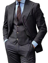 Voguable New Stripe Blazer+Vest+Pants Men's Fashion Business Gentleman Professional Formal Dress Version Banquet Dress Suit 6XL voguable