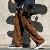 Men's Casual Pants Loose Straight Corduroy Pants Elastic Waist Sweatpants Fashion Streetwear Spring Men Sports Jogger Trousers voguable