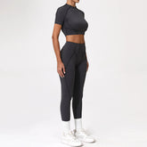 Voguable 2PCS Yoga Suit Sports Set Women Quick-Drying Gym Set Women Tracksuit Running Workout Long Sleeve Sports Shirt Yoga Clothing voguable