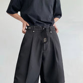 Voguable Summer Suit Shorts Men Fashion Social Mens Dress Shorts Korean Loose Black Ice Silk Shorts Mens Office Formal Shorts M-2XL voguable