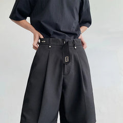 Voguable Summer Suit Shorts Men Fashion Social Mens Dress Shorts Korean Loose Black Ice Silk Shorts Mens Office Formal Shorts M-2XL voguable