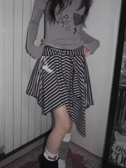Japanese Style Harajuku Striped Skirt Women Vintage Gothic Y2k Grunge Mini Skirt Punk Irregular Streetwear Short Skirts voguable