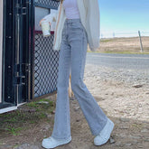 High-waisted Slimming Women's Jeans Petite Size Stretchy Floor-length Trousers Denim Fabric voguable