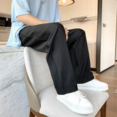 Voguable Summer Pleated Pants Men Fashion Oversized Ice Silk Pants Men Japanese Streetwear Loose Straight Pants Men Casual Trousers voguable