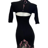 Voguable Japanese Retro Subculture Slim-fit Dress Vintage Bow Design Harajuku Hottie Bag Hip Skirts Women's Sexy Hollow-out Y2k Dresses voguable