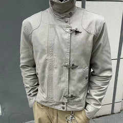 Voguable Vintage 90s Harajuku Aesthetic Streetwear Button Hooded Sweatshirts Grunge Stand Neck Jacket Y2k Casual Outfit Street Wear New voguable