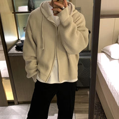 Voguable  Winter Sweater Cardigan Men Warm Oversized Knitted Hooded Sweater Coat Men Korean Loose Cardigan Sweater Mens Jumper Clothes voguable