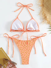 Voguable Sexy Orange Leopard Print Bikini Set 2024 Women Halter Push Up Bra Tie Side Thong Swimsuit Summer Backless Bathing Suit Swimwear voguable