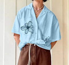 Men Shirt Floral Printing Lapel Short Sleeve Casual Men Clothing Summer Oversize INCERUN Vacation Fashion Shirts Streetwear voguable