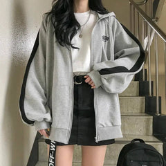 Autumn Hooded Sweatshirt Women's New Style Harajuku Style Loose Sports Long-sleeved Top Spliced women's Jacket voguable