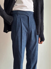 Voguable High Waist Straight Leg Men's Retro Corduroy Casual Long Pants Warm Business Trousers Autumn Winter Fashion Youth Style voguable