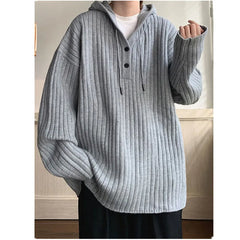 Voguable High-end Feel American Vintage Sweater Men's Lazy Hooded Sweater Couple Button Oversize Knit Men Clothing Coat S-3XL voguable