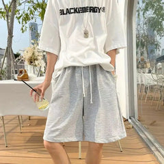 Summer Trend Korean Version Solid Color Shorts Men's Fashion Student Sports Loose Outside Wearing Lazy Casual Five-point Pants voguable