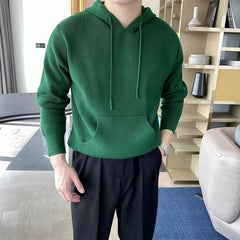 New Japanese Leisure Men's Hooded Sweater Trendy Harajuku Preppy Style Long Sleeve Hoodies Autumn Casual Vintage Warmth Knitwear voguable