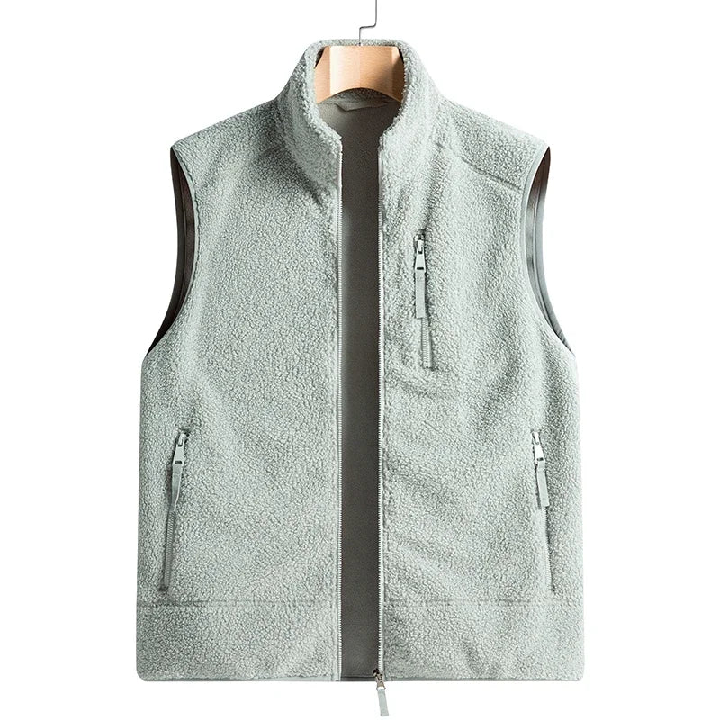 Outdoor Sleeveless Coats Vests Male Warm Cotton Waistcoat Autumn Jackets Thick Vests Man Classic Lamb Cashmere Men Fleece Vest voguable