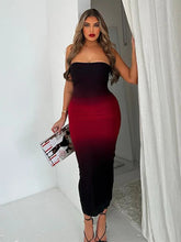 Off-shoulder Backless Sexy Maxi Dress For Women Gown Gradient Strapless Sleeveless Bodycon Club Long Dress Vestido voguable