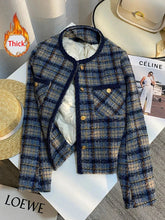 Thick Warm Elegant Tweed Jacket Women Slim Vintage Long Sleeve Winter Coat Korean Casual O Neck Female Retro Sweet Tops New voguable