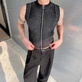 Voguable 2024 Summer New Fashion Knitted Elastic Tank Tops Men's Street Slim Solid Color Original Trendy Sleeveless Vest voguable