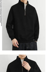 Stand-up Collar Pullover Sweatshirts 2024 New Half Zipper Y2K Vintage Hoody Casual Preppy Korean Fashion Loose Clothes man top voguable