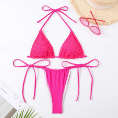 Voguable Halter String Brazilian Bikini Women Thong Swimwear Female Triangle Swimsuit Solid Bathers Bathing Swimming Suit Beachwear voguable
