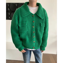 Voguable Winter Thick Cardigan Sweater Men Warm Fashion Short Sweater Coat Men Korean Loose Lapel Sweater Cardigan Men Jumper Clothes voguable