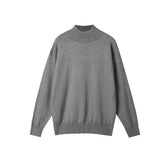Men's Light Luxury Knit Mock Neck Sweater Autumn Winter Fashion Korean Long Sleeve Streetwear Leisure All-match Knitwear