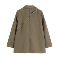 Black Fashion Suit Jacket Women Fashion Double-Breasted Office Ladies Outerwear Y2K Loose Korean Solid Preppy All-Match Coats voguable