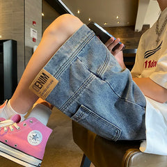 Voguable Stylish High Street Original Personality Denim Shorts Jeans Men's Summer Fashion Casual Denim Five-pointed Pants voguable