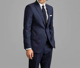 Voguable Cotton Blue Striped Classic Men's Business suit 2pc Set Suit Jacket Suit Pants Groom's Wedding Suit Gentleman's Banquet Suit voguable