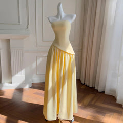 Fashion Women Dress Sleeveless Strapless Solid Color Female Summer Party Dresses New Tide 3QW1322 voguable