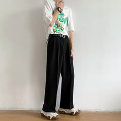 Brown Black Suit Pants Men Fashion Social Mens Dress Pants Korean Loose Straight Wide Leg Pants Mens Office Formal Trousers voguable