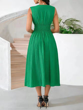 Voguable Long-sleeveless summer dress with wave pleats, holiday dress, gathered dress, party dress voguable
