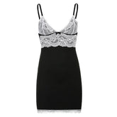 V-Neck Lace Patchwork Strap Backless Dress mysite