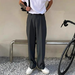 Voguable Gray Suit Pants Men Fashion Business Society Men Dress Pants Korean Loose Straight Pants Men Office Formal Trousers M-2XL voguable