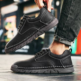 Voguable Vintage Fashion Men's Casual Shoes Handmade Leather Upper Anti-Slip Outsole Comfortable Daily Walking Shoes for Men Size 36-46 voguable
