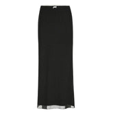 y2k Low Rise Black Long Skirt Cute Bow Patchwork Straight Skirts for Women Streetwear 2000s Ladies Elegant Bottoms Casual voguable