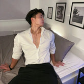 Spring Autumn Fashion Turn-down Collar Long Sleeve Solid Blouse Men's Clothing Korean Casual All-match Button Simplicity Shirts voguable