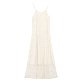Voguable Lace Yellow Strawberries Summer Beach Dress Women's Holiday Style High Waist A-Line Skirt No Sleeve round Neck Casual Dress voguable